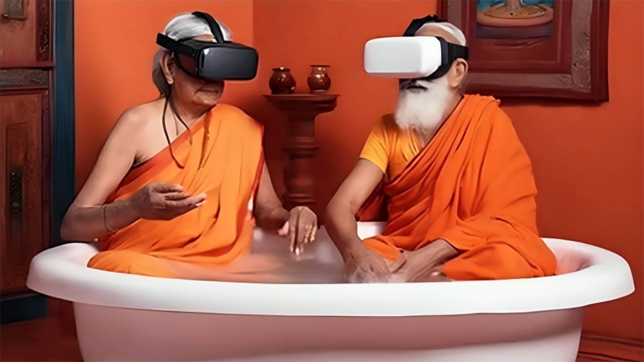 For up to Rs 1 lakh, a website offered snan with Gangajal, a VR Mahakumbh, and foldable tubs delivered at home. Photo: Virtual Kumbh