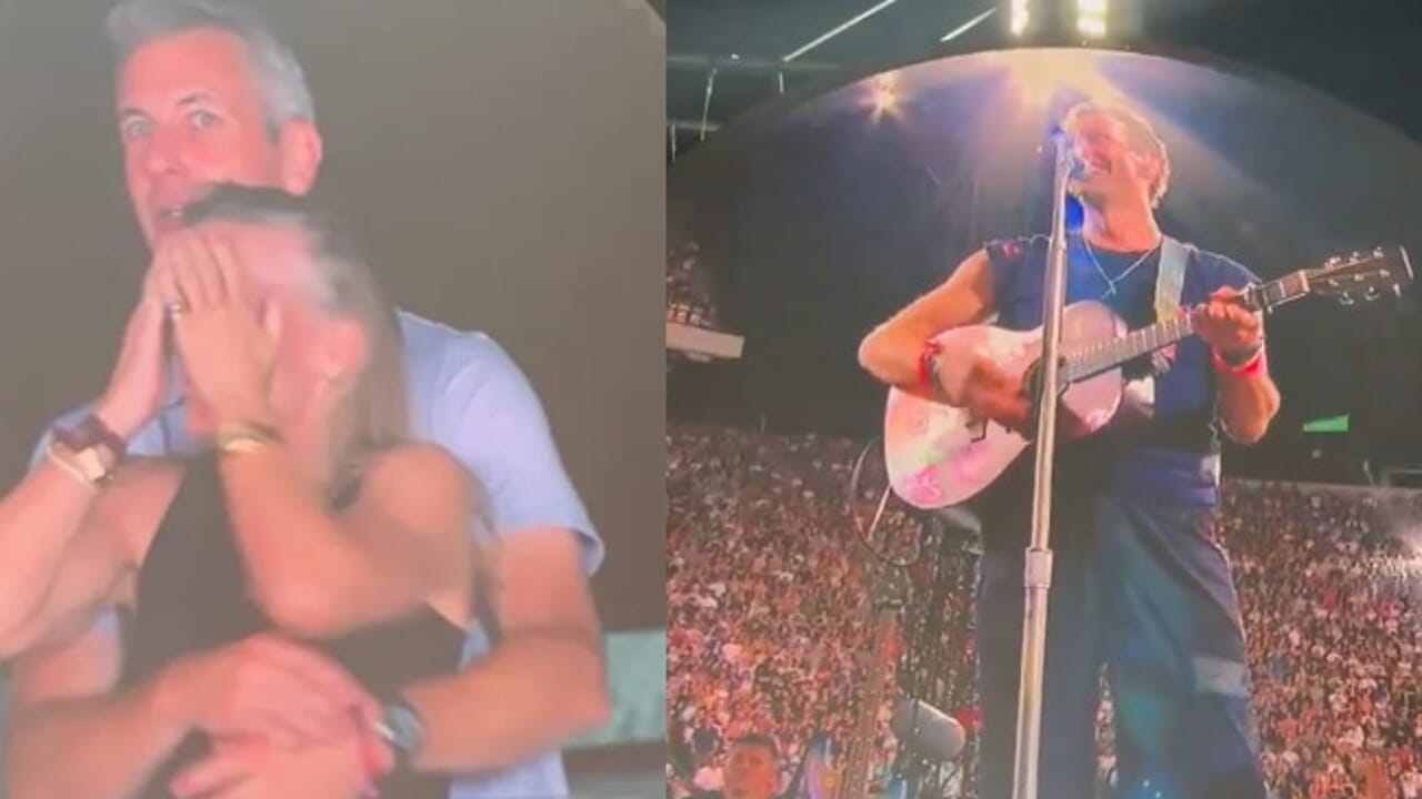 Sekarang hanya bercanda tentang dua kekasih di konser Coldplay