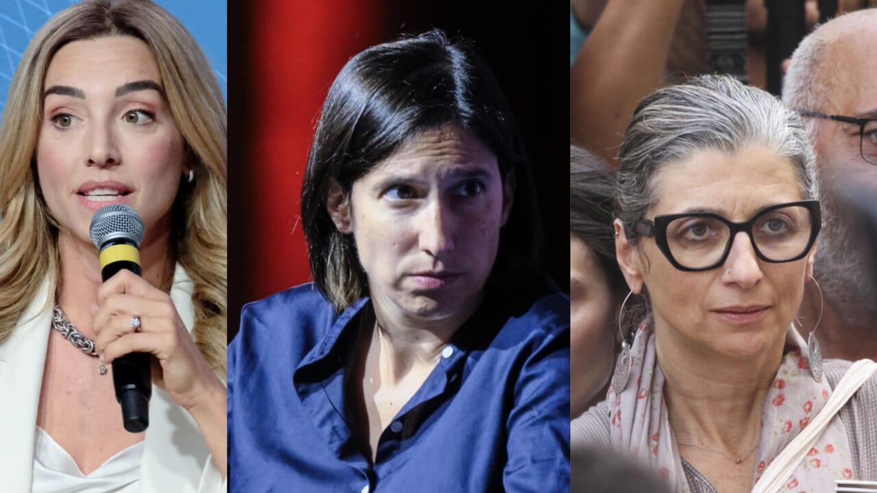 Schlein (dalam keseimbangan) terjepit di antara Silvia Salis dan Francesca Albanese