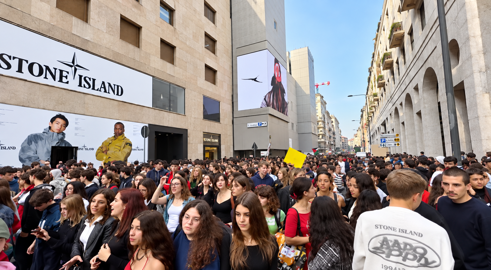 Demonstrasi damai pada hari Jumat 16 Oktober di Milan mengenai sekolah dan tingginya biaya hidup (foto MilanoToday)